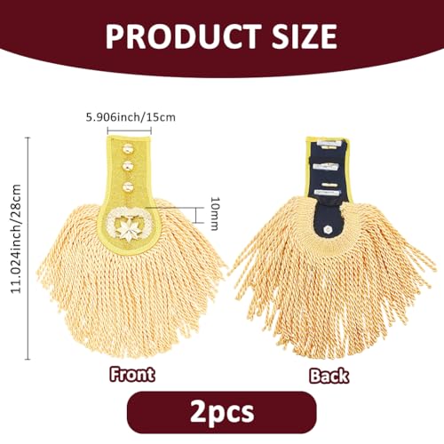 Image of SUPERFINDINGS 2Pcs Gold Cosplay Ringmaster Shoulder Tassel Shoulder Uniform Fringe Shoulder Golden Link Chain Epaulet Shoulder Brooch Pin Epaulettes Clothes Decor for Men and Women Cosplay Carnival