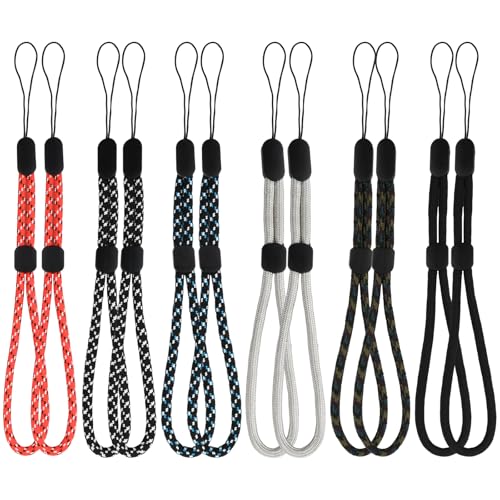 Dokeno 12 Pezzi Cordino da Polso a Mano Cordino da Polso Regolabile in Nylon Lacetti da Polso Telefono Corto Cordino da Polso Cinturino da Polso per Torcia Telefono Cellulare USB Chiavi (6 Colori)