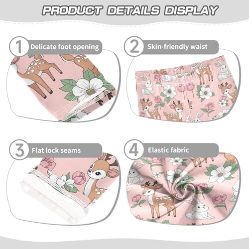 Girls Leggings Size 4T Rabbit Deer Flowers Breathable Soft Tights Girl Yoga Pants for Workout Dance3