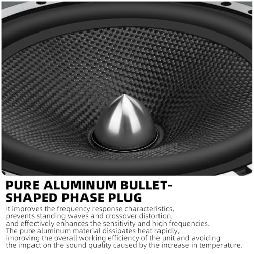 Image of Upgrade 6.5 inch Car Speakers 1000W Peak Power - High-Performance Carbon Fiber Cone Woofers, Bullet Head Design for Clear Bass & Stereo Sound, Door Audio System (2 Speakers)