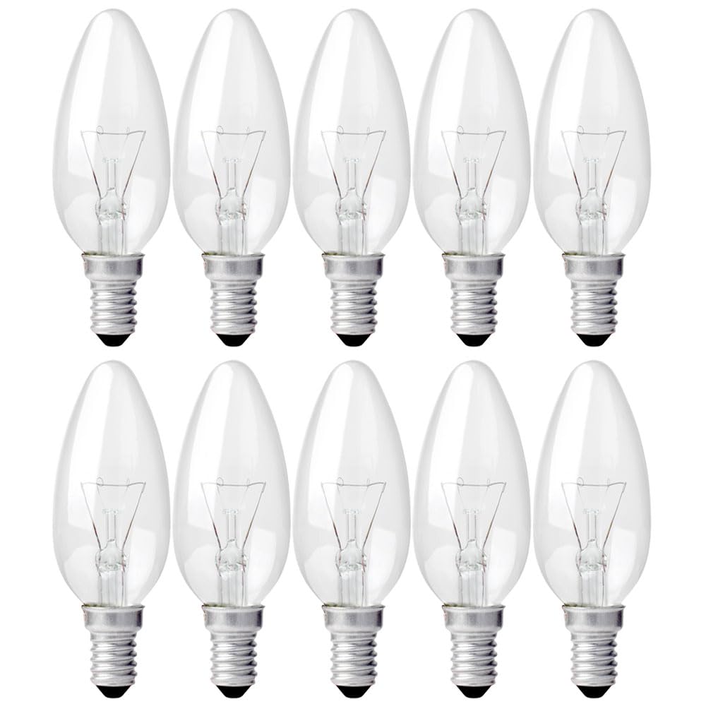 NCC-Licht 10 Stück Kerzenlampe C35 klar E14 40W warmweiß dimmbar 230V