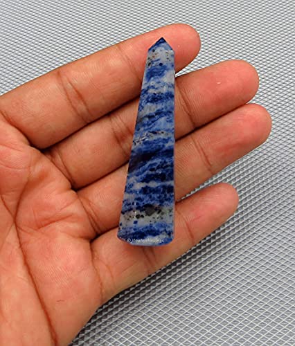 Image of Amazing Gemstone Sodalite Crystal Towers - Natural Healing Crystal Point Obelisk for Reiki Healing and Crystal Grid (3 inch to 4 inch INCH)