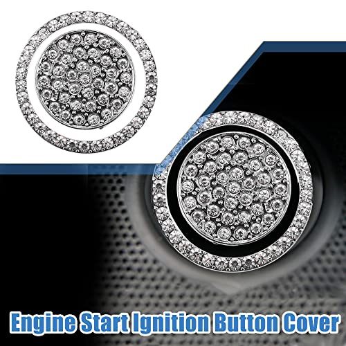 Image of Engine Start Stop Ignition Button Overlay Cover Decal Interior Trim Sticker for Range Rover Velar Evoque Sport Discovery 2013-up Aluminum Alloy Silver Tone