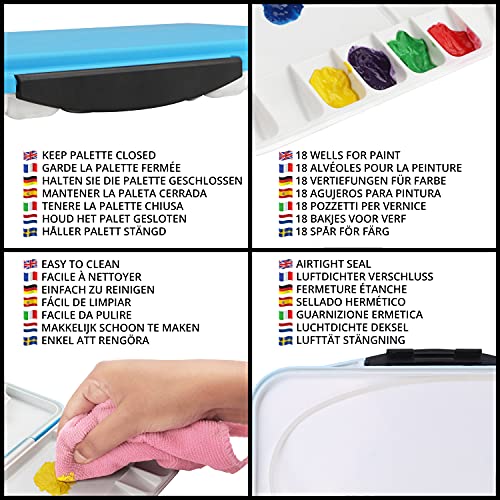 Belle Vous 18 Gats Vouwbaar Schilder Palet – Blauw Draagbaar/Reis Nat blijvend Palet Doos – Artiesten Verf Bak voor… - Afbeelding 5