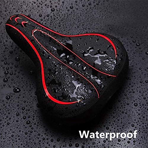 BLUEWIND Bike Seat, Most Comfortable Bicycle Seat Memory Foam Waterproof Bicycle Saddle - Dual Shock Absorbing - Best Stock Bicycle Seat Replacement for Mountain Bikes, Road Bikes-Red