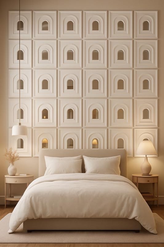 Image of White Mirror Slat Acoustic 3D Wall Panels - 3D Fluted PVC, Seamless Wooden Design for Living Room & Home Theater|50cm X 50CM (Pack of 10 pcs)