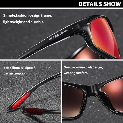 Image of FAGUMA Polarized Sports Sunglasses For Men UV400 Protection | Cycling Driving Fishing