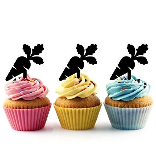 Carrot Cupcake Cake Topper para tartas decoración para ceremonia de cumpleaños celebración boda decoración de acrílico Topper para Cake Fiesta Pastel Decoraciones 10 piezas