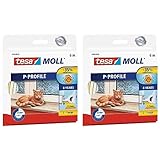 tesamoll P-Profil Gummidichtung - Selbstklebende Dichtung zum Isolieren von Spalten an Fenstern und Türen - Weiß - 6 m x 9 mm x 5,5 mm (Packung mit 2)