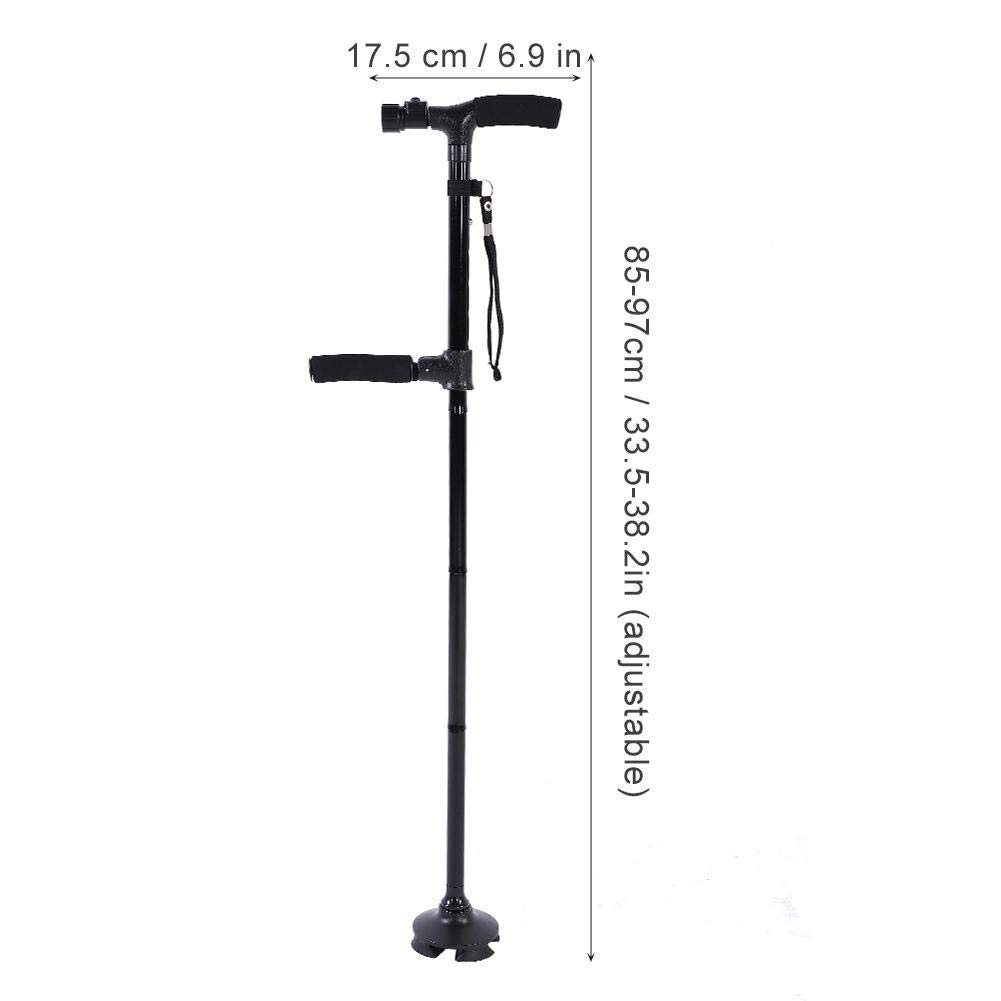 MRKU Bastón Ajustable para Caminar, bastón con luz LED y Base de 4 Puntas, bastón portátil liviano para Hombres
