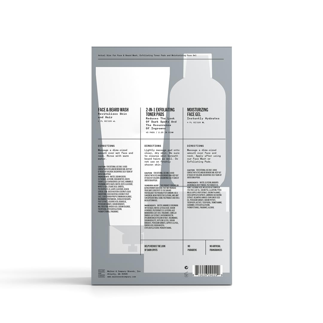 Bevel Skin Care Set, Includes Face Wash with Aloe Vera, Glycolic Acid