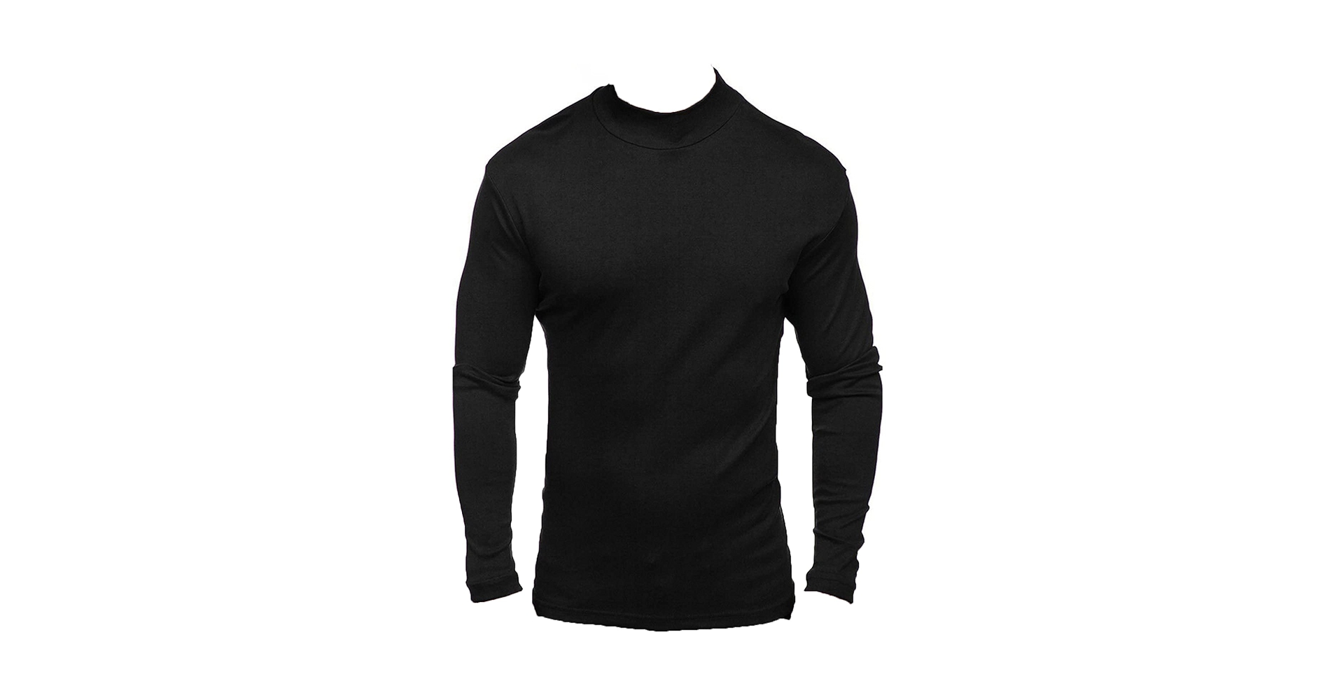 メンズウェア HALF MOCKNECK TSHIRT BLACK Men's Mock Neck Long Sleeve T-Shirt Half Turtleneck Casual