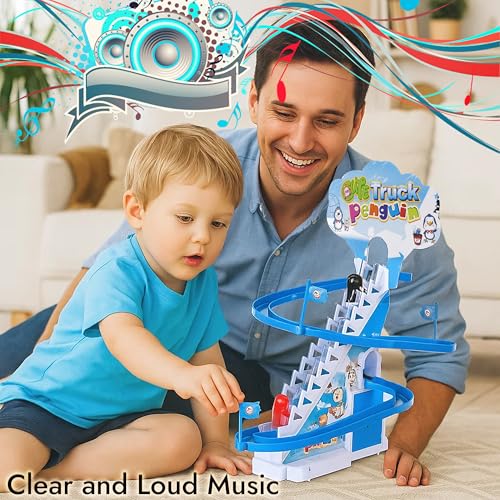 ARSUK Penguin Race Game Toy Playful Musical Roller Coaster Track Playset with Music & LED Flashing Lights On/Off Button for Toddlers and Kids Gift - Image 7