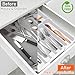 Spaclear Silverware Organizer - Expandable Kitchen Drawer Organizer, BPA-Free Food-Safe Utensil Drawer Organizer with 7 Compartments, Deep Cutlery Tray for Forks, Knives, White