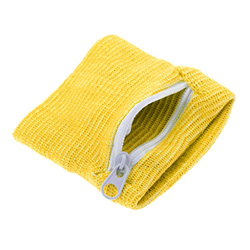 LEIPUPA Unissex Esportes Basquete Ciclismo Corrida Pulseira Zipper Pocket Sweatband - Amarelo