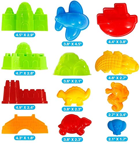 StillCool Kids Beach Sand Toys Set, Beach Toys Includes Sand Water Wheel, Castle Molds, Truck Bucket, Beach Shovels RakesTool Kit, Hourglass, Sea Animal Molds, Watering Can, with Mesh Bag - Thumbnail 6