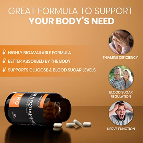 Zenavea Benfotiamine 300Mg - Benfotiamine B1 - 180 Caps (3 Months Supply) - Blood Sugar Regulation Supplement - Vegan, Non-Gmo, Gluten-Free #TOP4