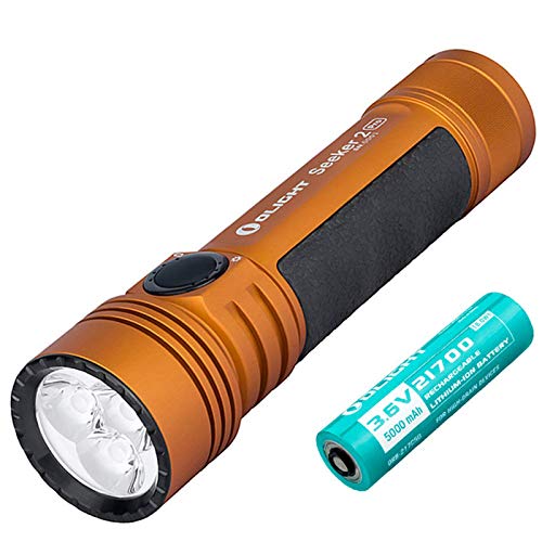 Olight Seeker 2 Pro 3200 Lumens L-Dock Charging Powerful Rechargeable Side-Switch Tactical Flashlight,with 21700 Battery and Battery Case