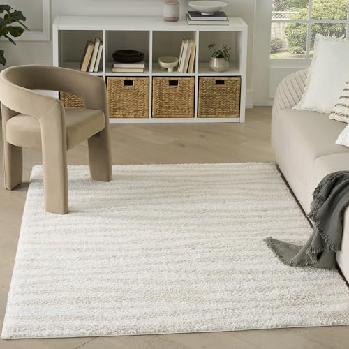 Tapete decorativo moderno Nourison beige 5'3" x 7' miniatura 1