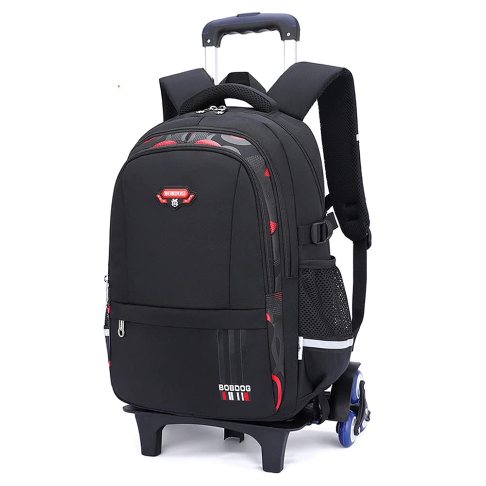 Boys Rolling Backpack Elementary Middle School Students Bookbag with Wheel Teens Trolley Removable Schoolbag
