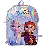 Disney Frozen 2 Lead With Courage Backpack - 16” Full Size Toddler, Child, Kid School Book Bag - Anna and Elsa Foil Panel Backpack