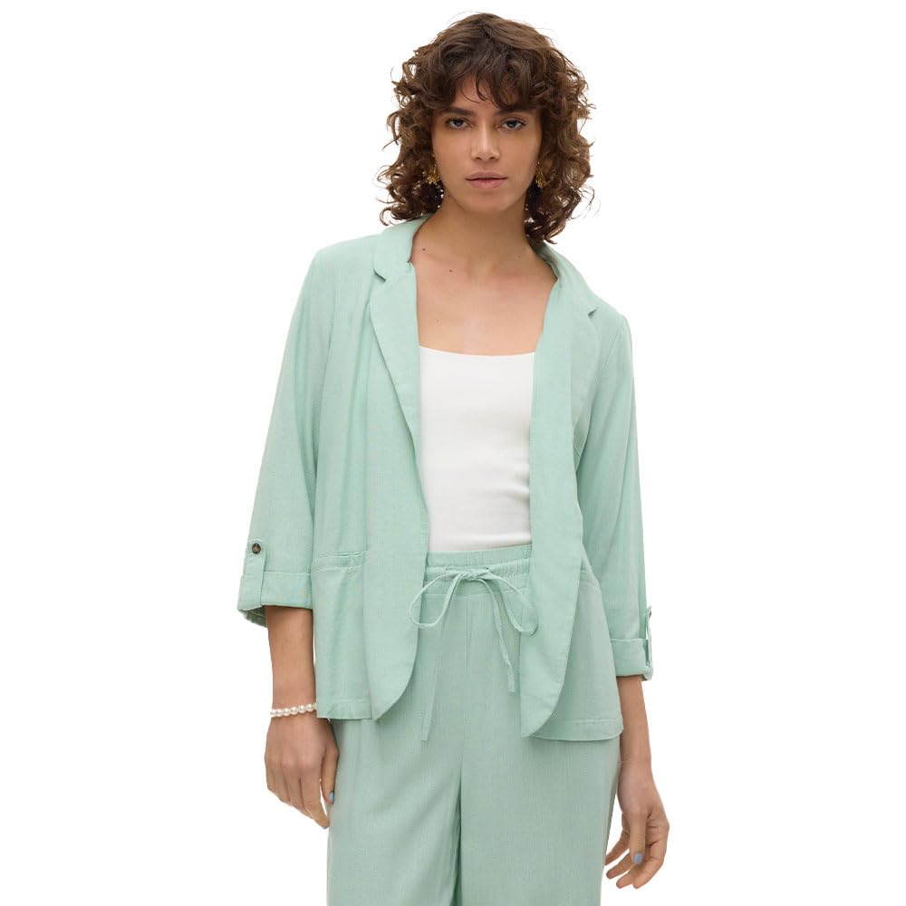 VERO MODA Dames Casuale Blazer Jas met Driekwart Mouw Licht Sakko Stijlvolle Zakelijke Shacket, Colour:Black, Size:XL
