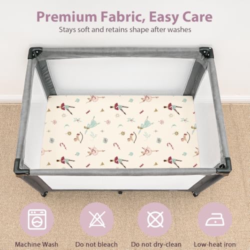 Image of Baby Mini Crib Sheets Girl, Portable 38 inchx26 inch Pack and Play Sheets Fitted for Playard and Pack N Play Mattress, 3-Pack Soft Microfiber Pink Ballet