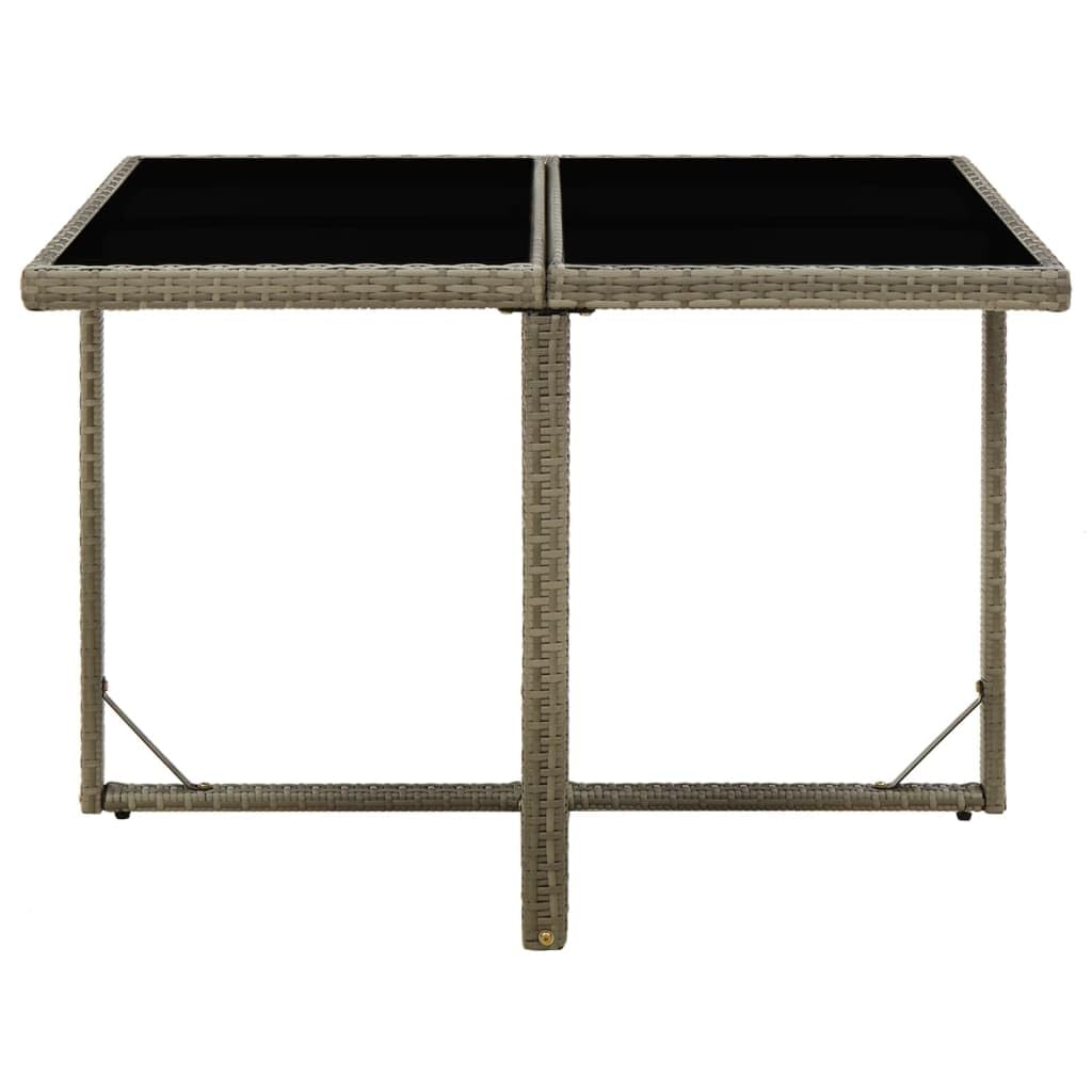 Fengshui Poly Rattan stół ogrodowy, szary, 109 x 107 x 74 cm