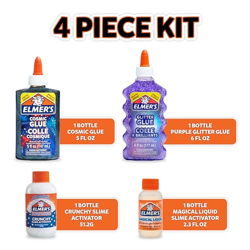 Image of Elmer's Eclipse Slime Kit, Slime Supplies Includes Cosmic Glue, Purple Glitter Glue, Original Activators and Crunchy, 4 Count