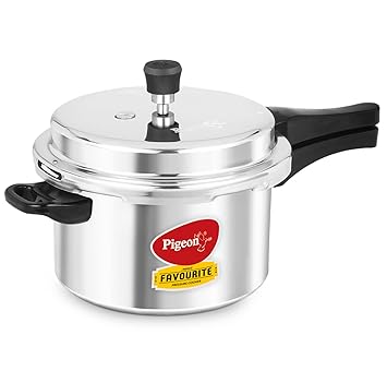 Pigeon by Stovekraft Favourite Non-induction bas Aluminium Pressure Cooker, 5 Litres, Silver