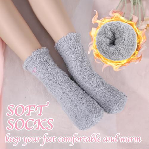 Jspupifip 6 Pairs Women Bow Fuzzy Socks Fluffy Cozy Soft Slipper Sock Warm Winter Thick Home Sleeping3