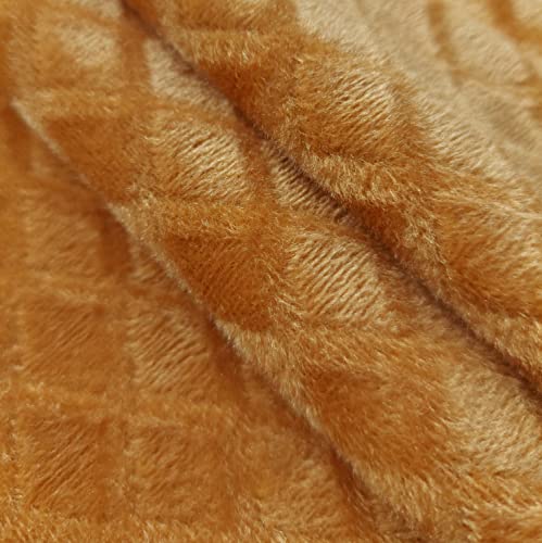 Image of Sunflower 3 Meter Yellow Velvet Solid Dyed Fabric Decorative Soft Smooth Silky Cloth for Sofa, Furnishing, Upholstery, Curtains, Cushions and Craft Width 137CMS