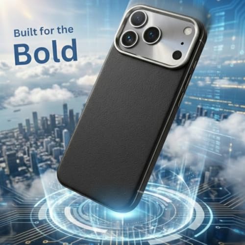 Image of SkynUp Linea Premium Leather Back Cover Case for iPhone 17 Pro | MagSafe Compatible | Black
