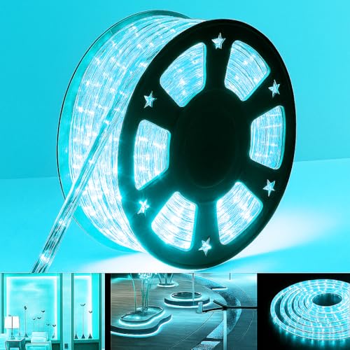 Image of Gesto 50 Meter Rope LED Strip Lights | 120 LED /Mtr Waterproof Outdoor Lights for Balcony, Home Decor, Cove Light for False Ceiling | Flexible, Cuttable Strip Light for Diwali Decoration - Ice Blue