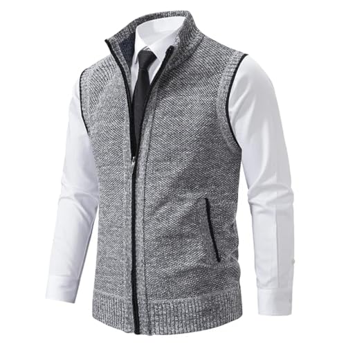 Men’S Warm Fleece Knit Sweater Cardigan Vest with Turtleneck and Zipper for Casual Winter Wear3