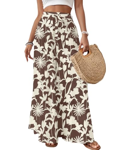Image of Bsubseach Women Wide Leg Pants Floral Flowy Palazzo Pants