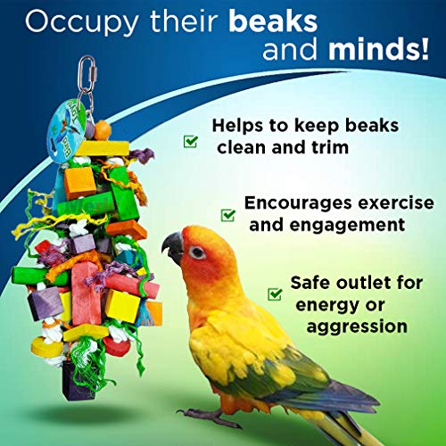 Meric Bird Chew Toy, 15.7" x 4”, Colorful Wooden Blocks and Ropes, for Cockatiel, Budgie, Indian Ringneck, Senegal Parrot and Other Birdies, 1-Piece per Pack - Thumbnail 3