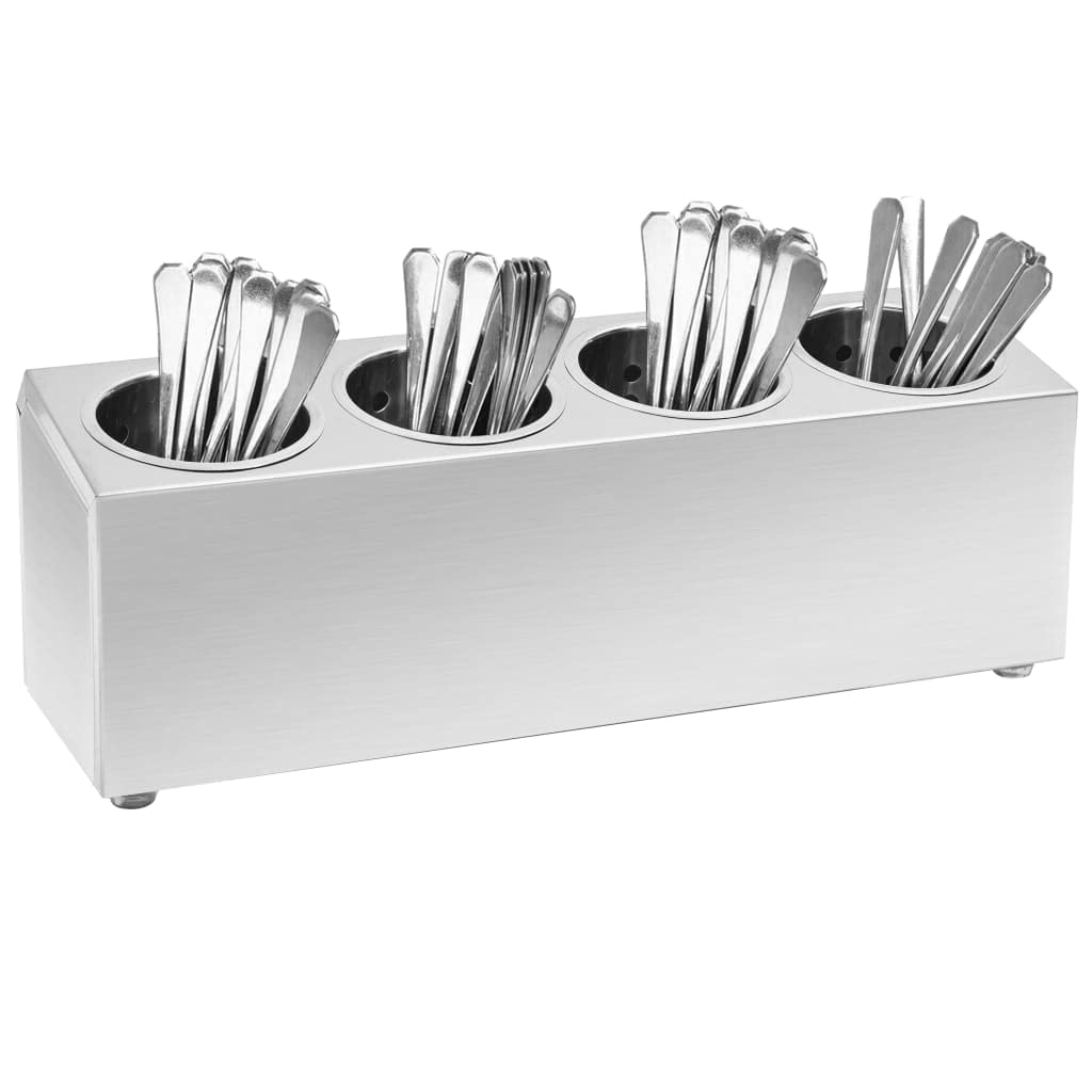 Solivagant Besteckbehälter 4 Fächer Rechteckig Edelstahl, Küche Esszimmer,Küchenhelfer -utensilien,Küchenorganizer,Besteckkästen, 2.75 kg-51227