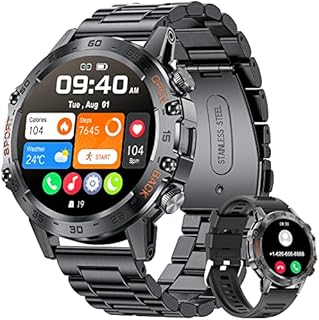 LIGE Smartwatch Herren mit Metallband, 1,39 Zoll Militär Smart Watch mit Herzfrequenz, Blutdruck, Schlafüberwachung für Android iOS, 100+ Sportmodi Fitnessuhr, IP67 Wasserdicht, Bluetooth Anrufe