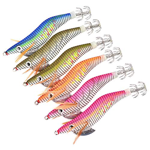 Cebos Artificiales 6 unids/Set 80 mm 11g de Pesca camarón Calamar Cebo Pesca señuelo Pesca Tackle cebos de Pesca Señuelos de Pesca