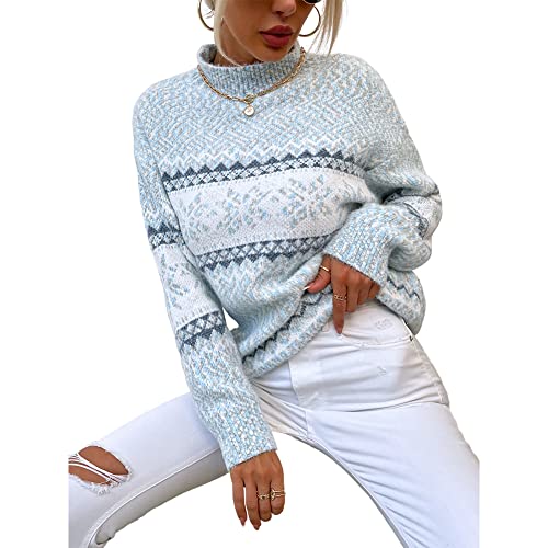 Image of JUNBOON Women's Casual Leopard Print Knitted Pullover Sweaters Long Sleeve Crew Neck Jumper Tops