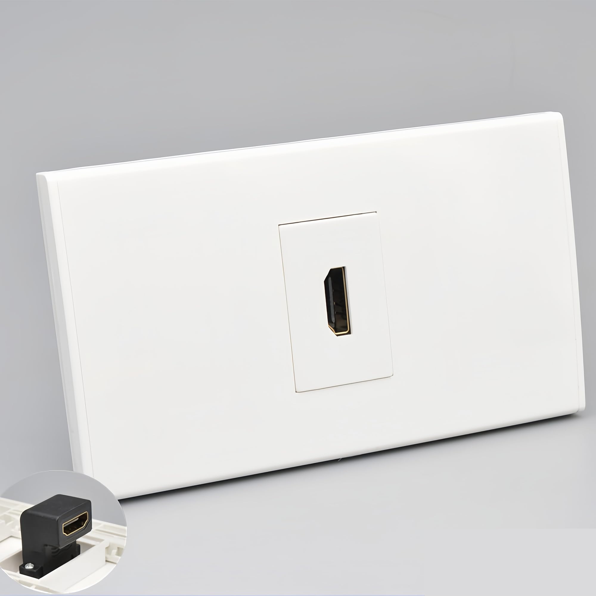 Plaque murale HDMI avec prise femelle coudée à 90 degrés pour encastrement TV