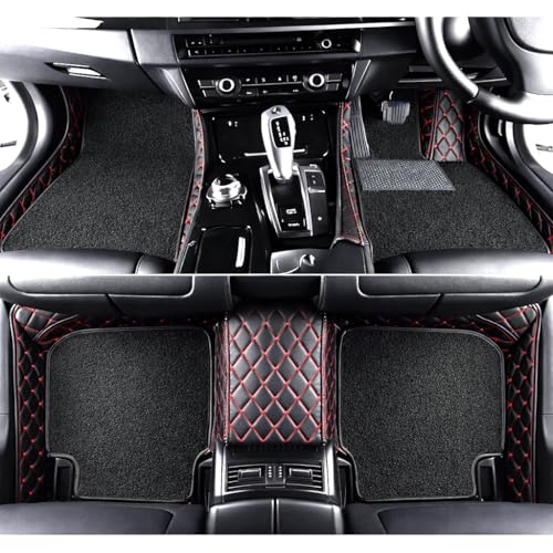 Image of SINEX Premium 7D car mat Full Set for Mahindra XUV 3XO (Model : 2024-2025) Luxury Leather Double Car Floor Mat Complete Set || 100% Waterproof and Washable Color : Deep Black-Red (Design-1),