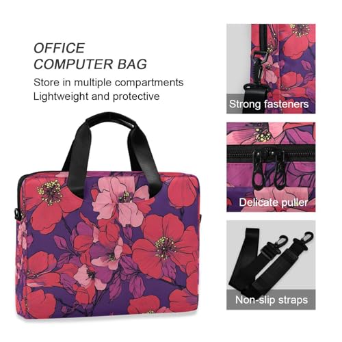 Maletín rojo con patrón de flores para laptop 13-15.6" miniatura 6