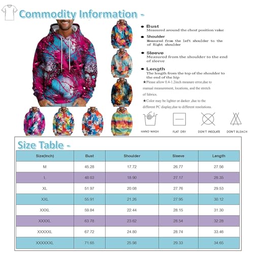 Mens Big and Tall Hoodies Fall Winter Fashion Long Sleeve Plaid Printed Drawstring Hooded Sweatshirts4