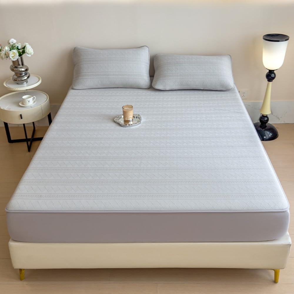 Protège-Matelas Drap-Housse Élastique De Qualité Hôtelière Housse De Matelas Respirante Et Douce pour Peau avec Poches Profondes pour Lits, Lavable en Machine-Yellow||150 * 200cm(Mattress Cover Only)