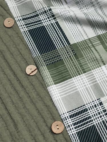 ZAFUL Women's Off Shoulder Asymmetric Knitted Midi Dress Long Sleeve Plaid Patchwork Ribbed A Line Dresses4