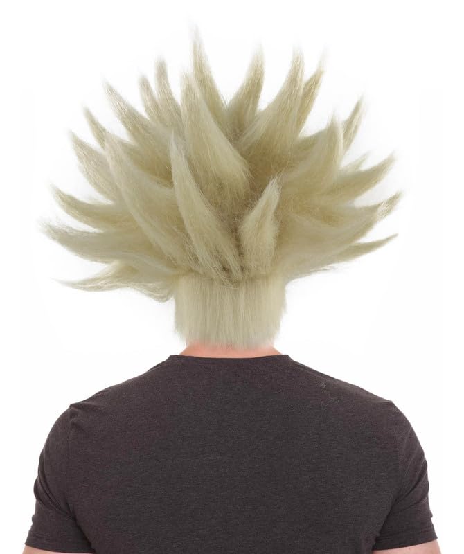HPO Adult Men's Anime Spike Wig, Adult Halloween Party and TV/Movie Cosplay Wigs for Men Flame-Retardant - Blonde - Image 3