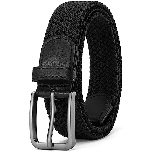 Image of DOOPAI Braided Stretch Belt for Men, Elastic Woven Belt, casual Fabric Golf Belt, 1 3 /8 inch for golf pants jeans, Gift Box