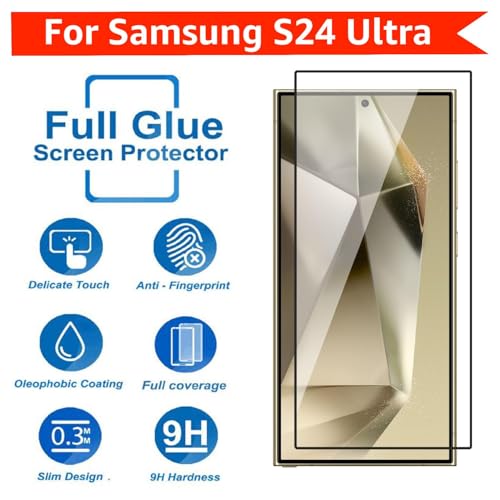 Image of DARKFIT Tempered Glass Premium Screen Protector Compatible for Samsung S24 Ultra | Edge to Edge Coverage with Easy Installation Kit | Scratch Resistance | HD Clear Glass (Black Border) | Pack of 1